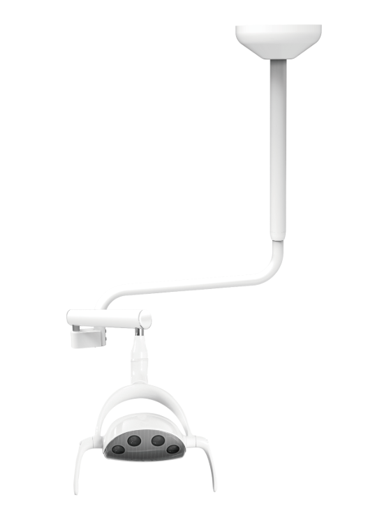 ADS Dental Whale LED ceiling light mounted on dental ceiling, providing focused illumination for dental procedures.
