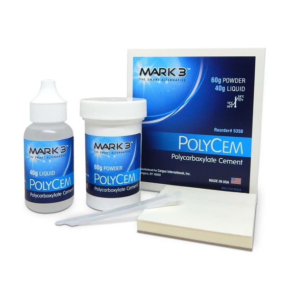 100-5350 PolyCem Polycarboxylate Cement 60gm. Powder & 40gm. Liquid - MARK3® Polycarboxylate Cement Powder