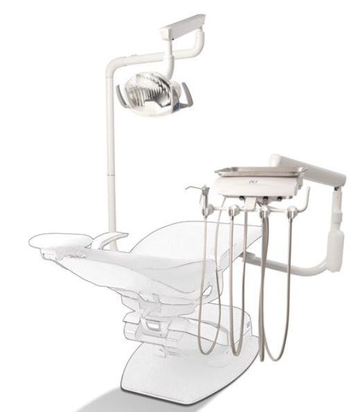 DCI Reliance Swing Mount Pole w/Auto Dental Unit & Light Pole White PN RS4000 - Dentamed USA