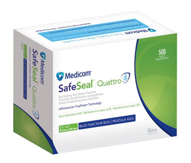 SafeSeal® Quattro Self-Sealing Sterilization Pouches with TruePress™ Technology